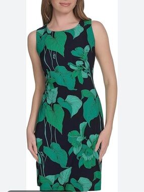Tommy Hilfiger Green Leaf Print Shift Dress